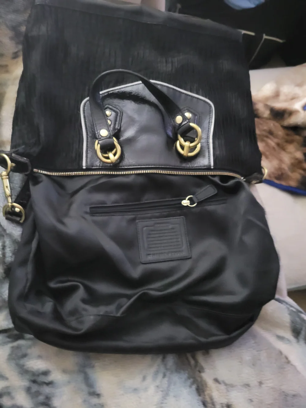 Coach Black Shoulder Tote with Gold Hardware